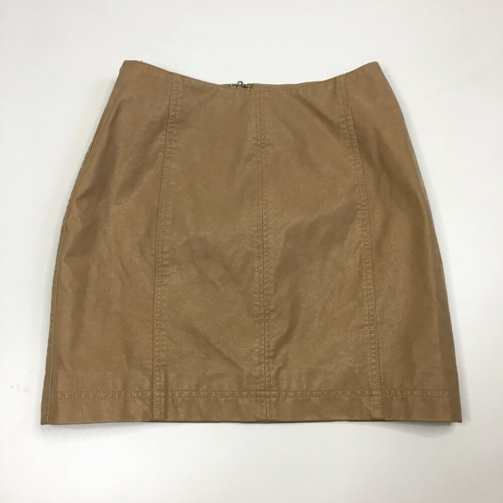 FREE PEOPLE Beige/Sand Faux Leather Mini Skirt